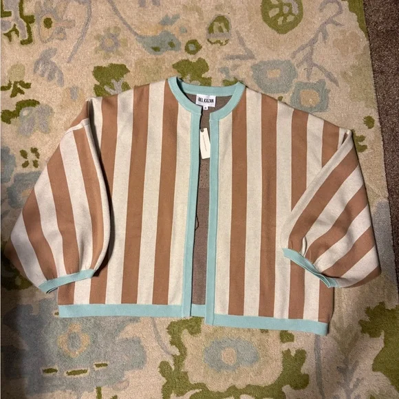 This is a BEL KAZAN open-front cardigan featuring a prominent horse on the back - Picture 1 of 2